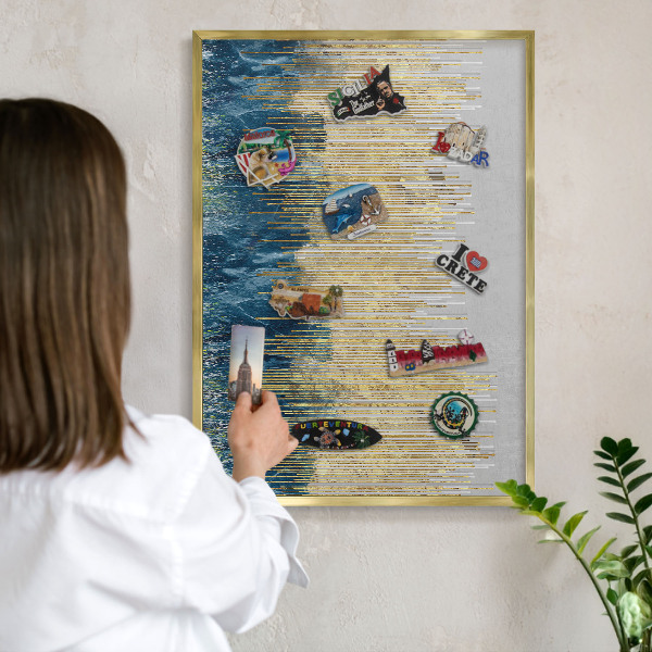 Tableau pour aimants cadre doré Forêt abstraite