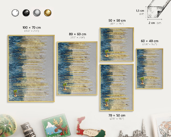 Tableau pour aimants cadre doré Forêt abstraite