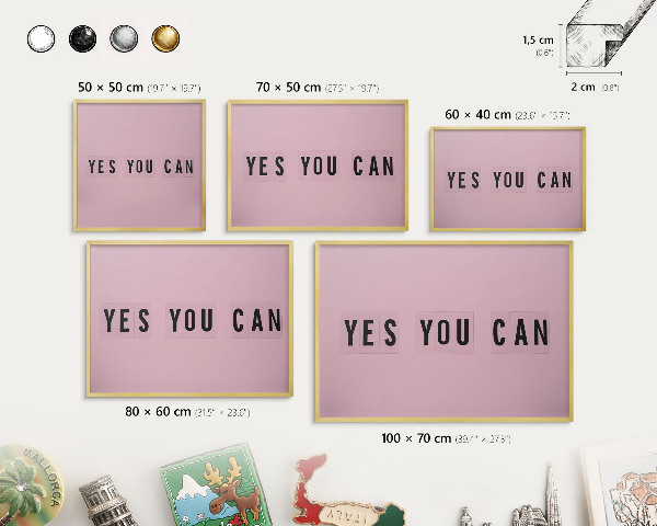 Tableau magnétique avec cadre de couleur dorée De la motivation au quotidien