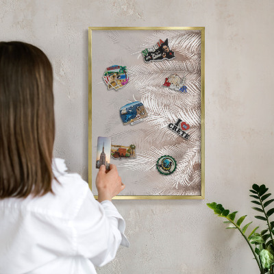 Tableau pour aimants cadre doré La nature des feuilles