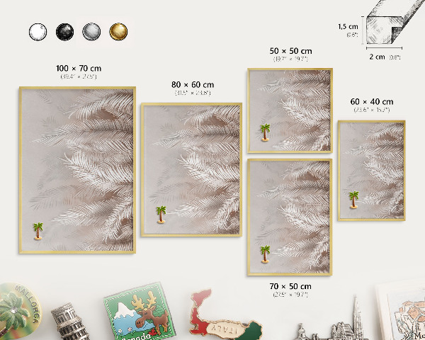 Tableau pour aimants cadre doré La nature des feuilles