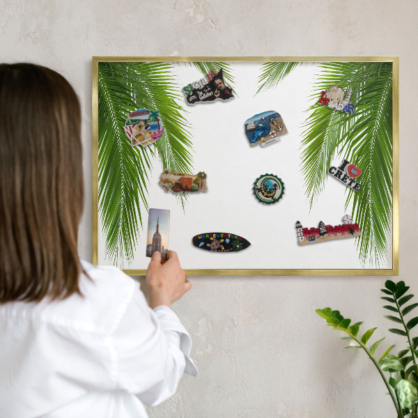 Tableau magnétique avec cadre de couleur dorée Nature exotique