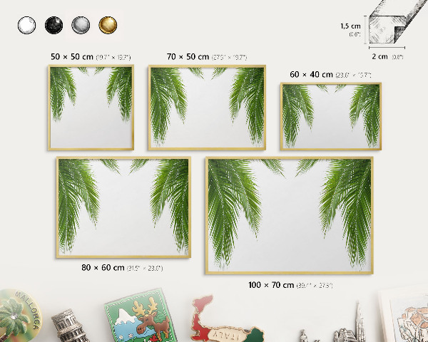 Tableau magnétique avec cadre de couleur dorée Nature exotique
