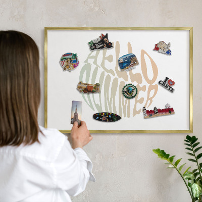 Tableau magnétique avec cadre de couleur dorée Bonjour l'été