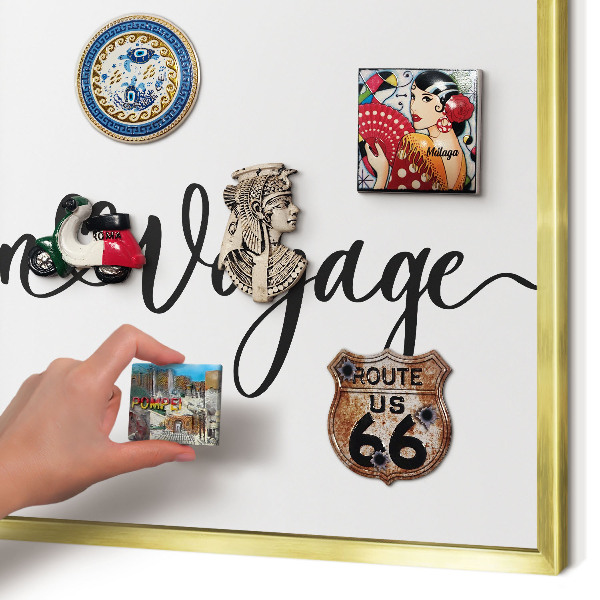 Tableau pour aimants cadre doré Bon voyage