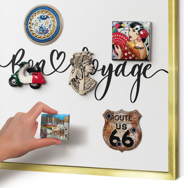 Tableau pour aimants cadre doré Bon voyage
