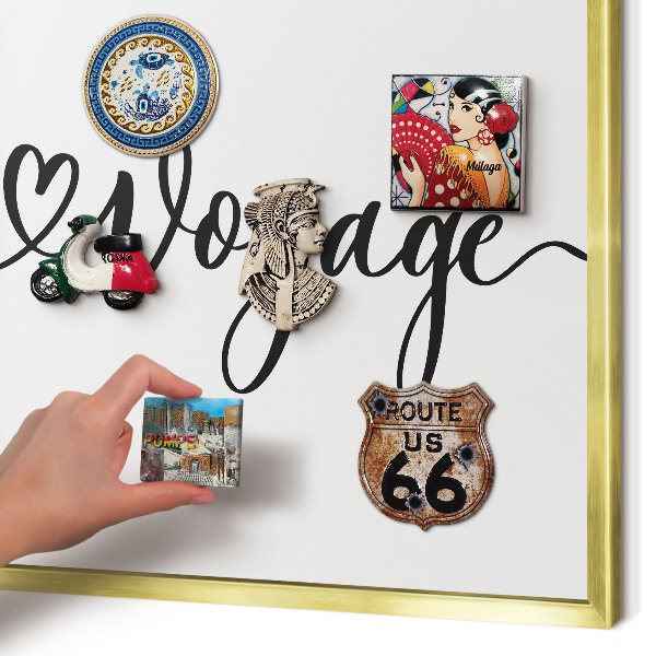 Tableau pour aimants cadre doré Bon voyage