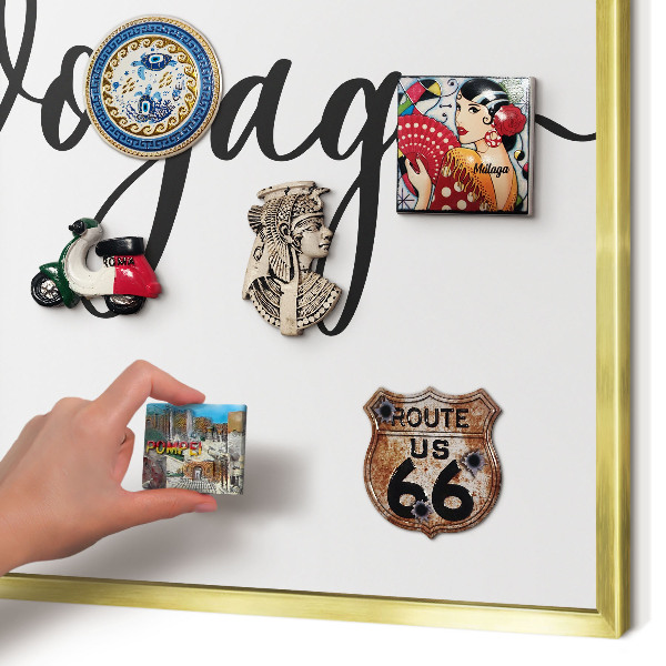 Tableau pour aimants cadre doré Bon voyage