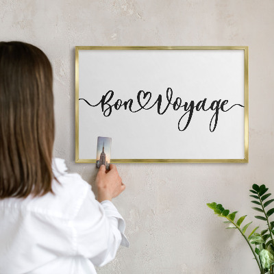 Tableau pour aimants cadre doré Bon voyage