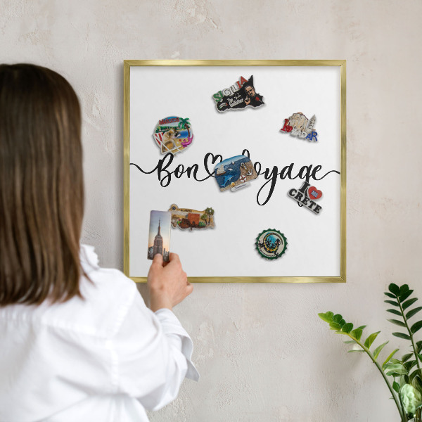 Tableau pour aimants cadre doré Bon voyage