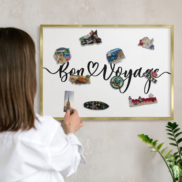 Tableau pour aimants cadre doré Bon voyage