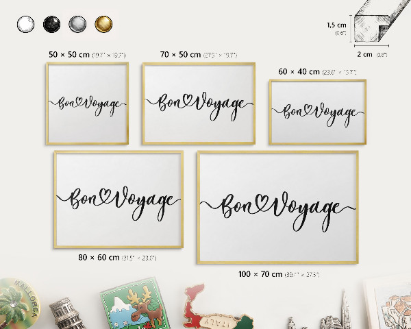 Tableau pour aimants cadre doré Bon voyage