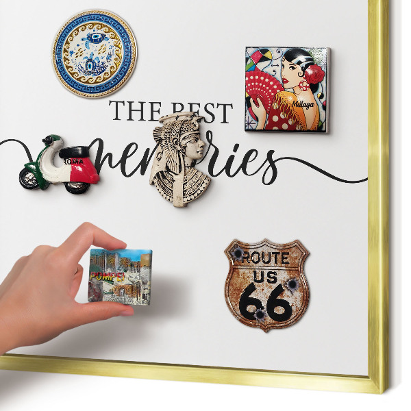 Tableau pour aimants cadre doré Des souvenirs inspirants