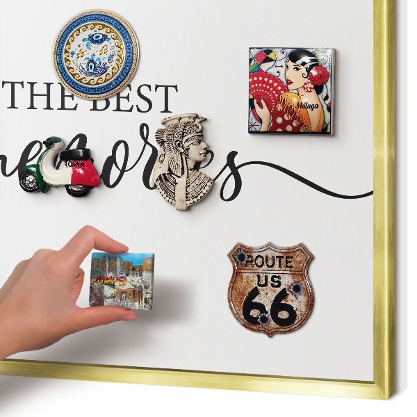 Tableau pour aimants cadre doré Des souvenirs inspirants