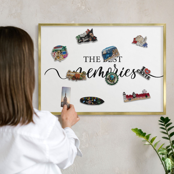Tableau pour aimants cadre doré Des souvenirs inspirants