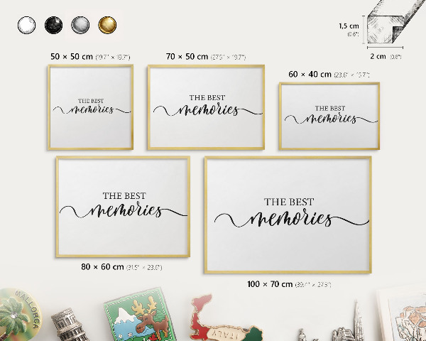 Tableau pour aimants cadre doré Des souvenirs inspirants