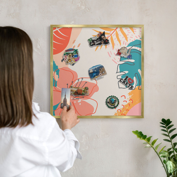 Tableau magnétique avec cadre de couleur dorée Nature moderne