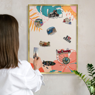 Tableau magnétique avec cadre de couleur dorée Nature moderne