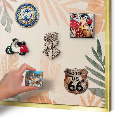 Tableau pour aimants cadre doré Feuilles tropicales