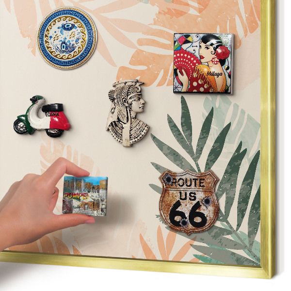 Tableau pour aimants cadre doré Feuilles tropicales