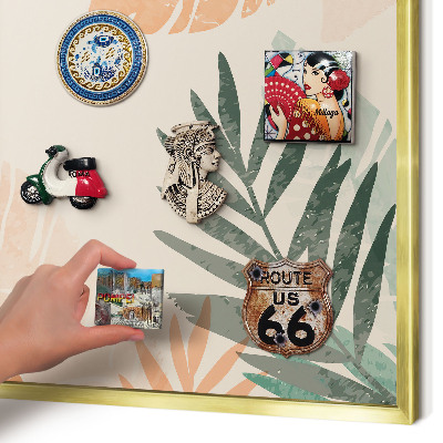 Tableau pour aimants cadre doré Feuilles tropicales