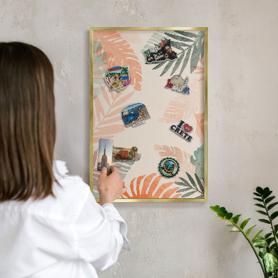 Tableau pour aimants cadre doré Feuilles tropicales