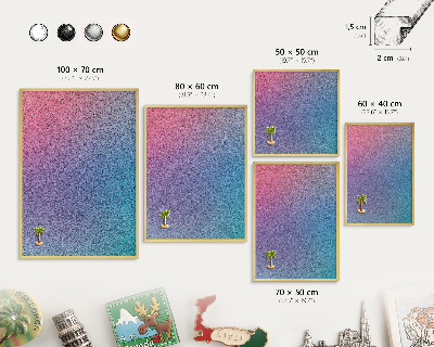 Tableau pour aimants cadre doré Dégradé coloré