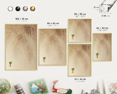 Tableau magnétique avec cadre de couleur dorée Feuilles de sable