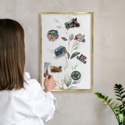 Tableau pour aimants cadre doré Élégance botanique