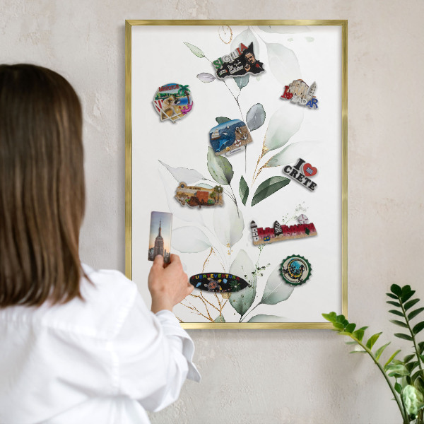 Tableau pour aimants cadre doré Élégance botanique