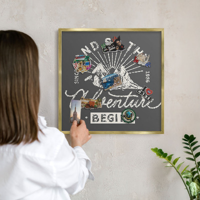 Tableau pour aimants cadre doré Inscription de la montagne