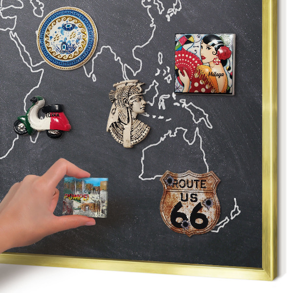 Tableau magnétique avec cadre de couleur dorée Monde du Crétacé