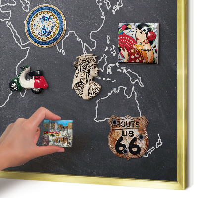 Tableau magnétique avec cadre de couleur dorée Monde du Crétacé