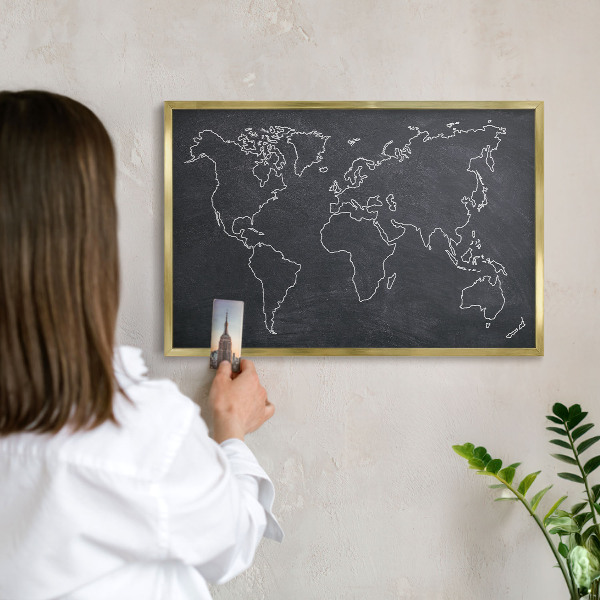 Tableau magnétique avec cadre de couleur dorée Monde du Crétacé