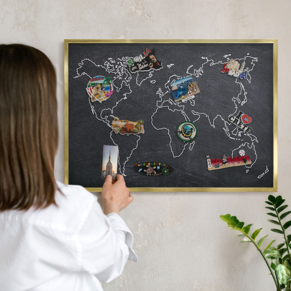 Tableau magnétique avec cadre de couleur dorée Monde du Crétacé