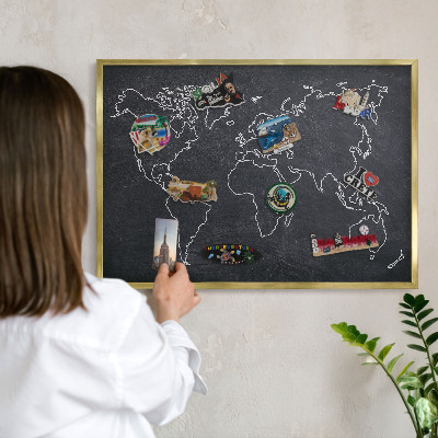 Tableau magnétique avec cadre de couleur dorée Monde du Crétacé