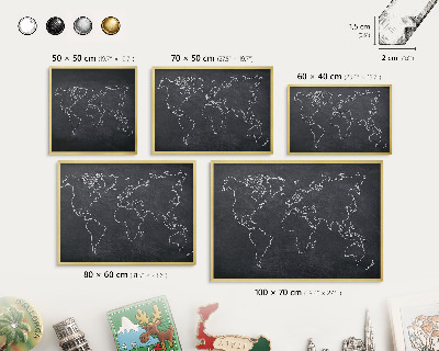 Tableau magnétique avec cadre de couleur dorée Monde du Crétacé