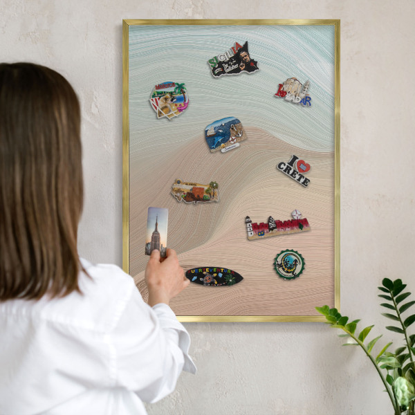 Tableau magnétique avec cadre de couleur dorée Tourbillon pastel