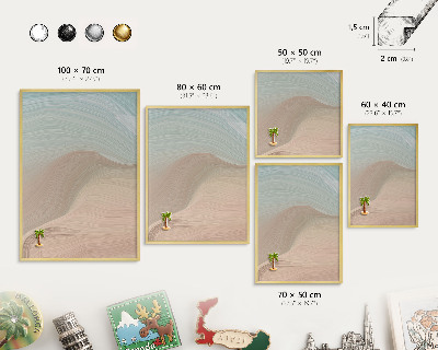 Tableau magnétique avec cadre de couleur dorée Tourbillon pastel