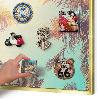 Tableau magnétique avec cadre de couleur dorée Paradis tropical