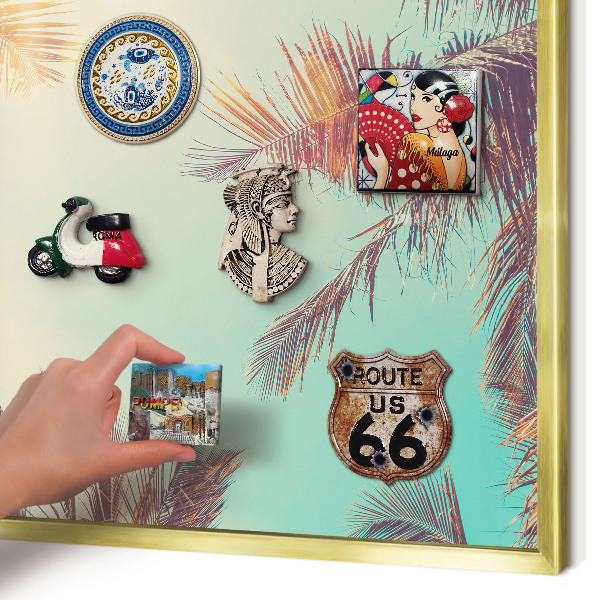 Tableau magnétique avec cadre de couleur dorée Paradis tropical