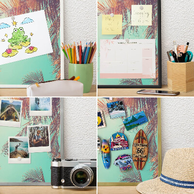 Tableau magnétique avec cadre de couleur dorée Paradis tropical