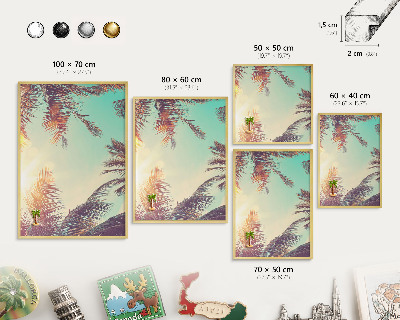 Tableau magnétique avec cadre de couleur dorée Paradis tropical