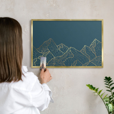 Tableau pour aimants cadre doré Minimalisme montagnard