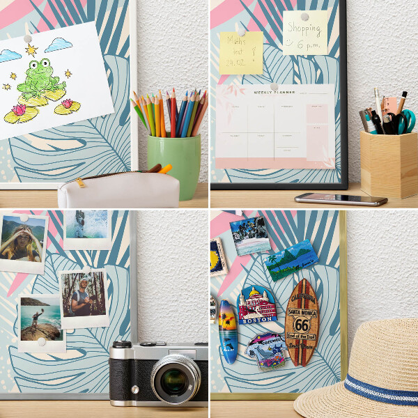 Tableau magnétique avec cadre de couleur dorée Abstraction tropicale