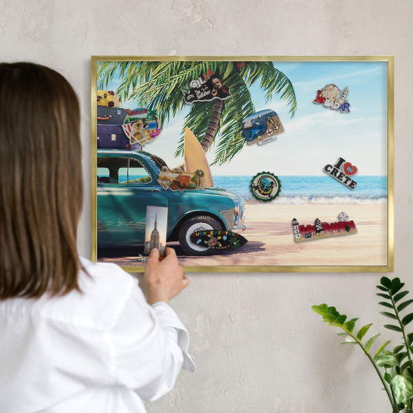 Tableau pour aimants cadre doré Paix des vacances