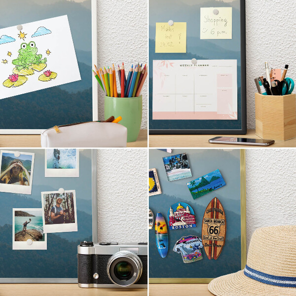 Tableau magnétique avec cadre de couleur dorée Vues sur la montagne