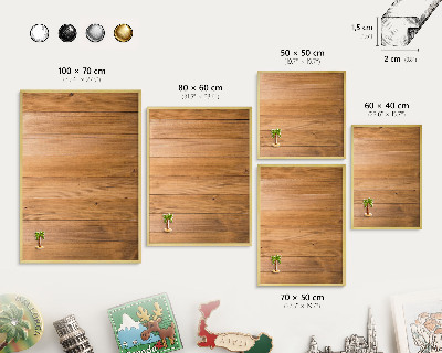 Tableau magnétique avec cadre de couleur dorée Texture bois