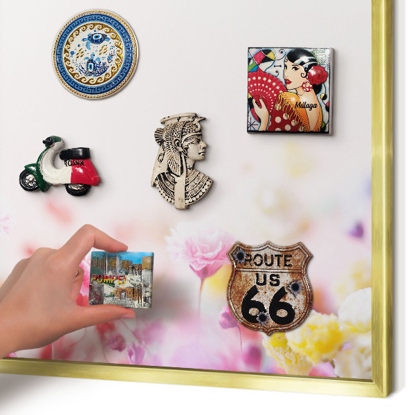 Tableau pour aimants cadre doré Fleurs pastel