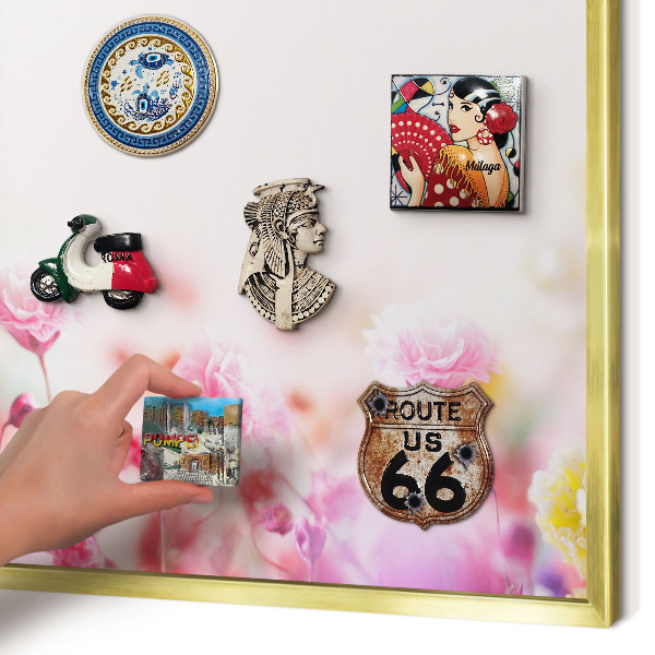 Tableau pour aimants cadre doré Fleurs pastel